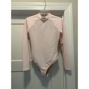 NEW J.CREW  Active ribbed long-sleeve one-piece Swimsuit Rash Guard size 6 pink